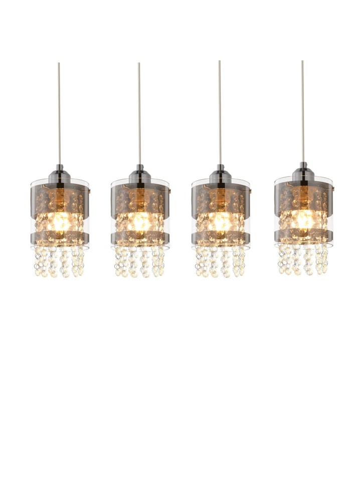 Pendelleuchte 4-flammige E27 in silber Kristall und Glas Modern Max.25W