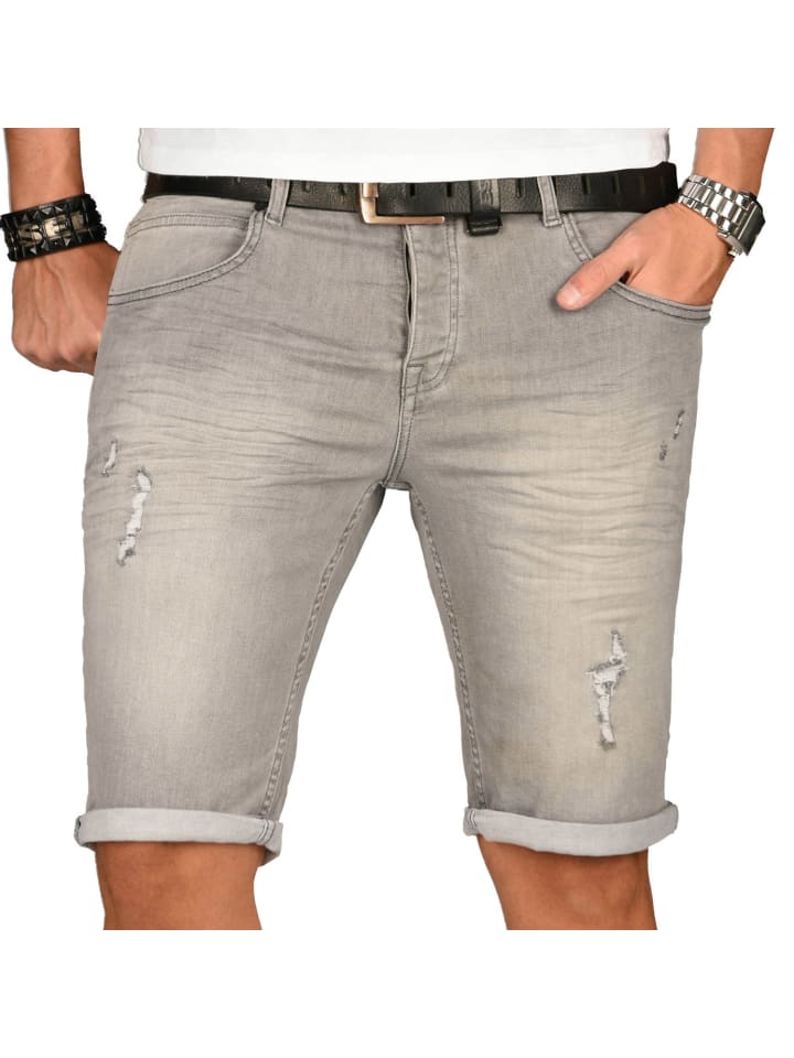A. Salvarini Herren Sweat Shorts kurze Hosen in Hellgrau