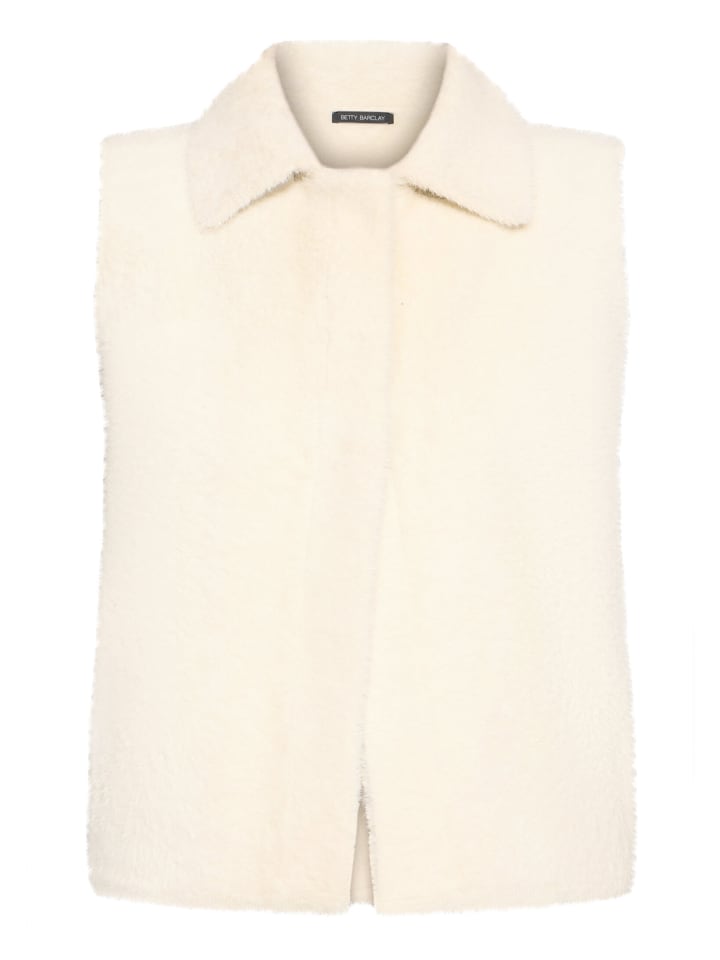Strickweste mit Kragen in creme