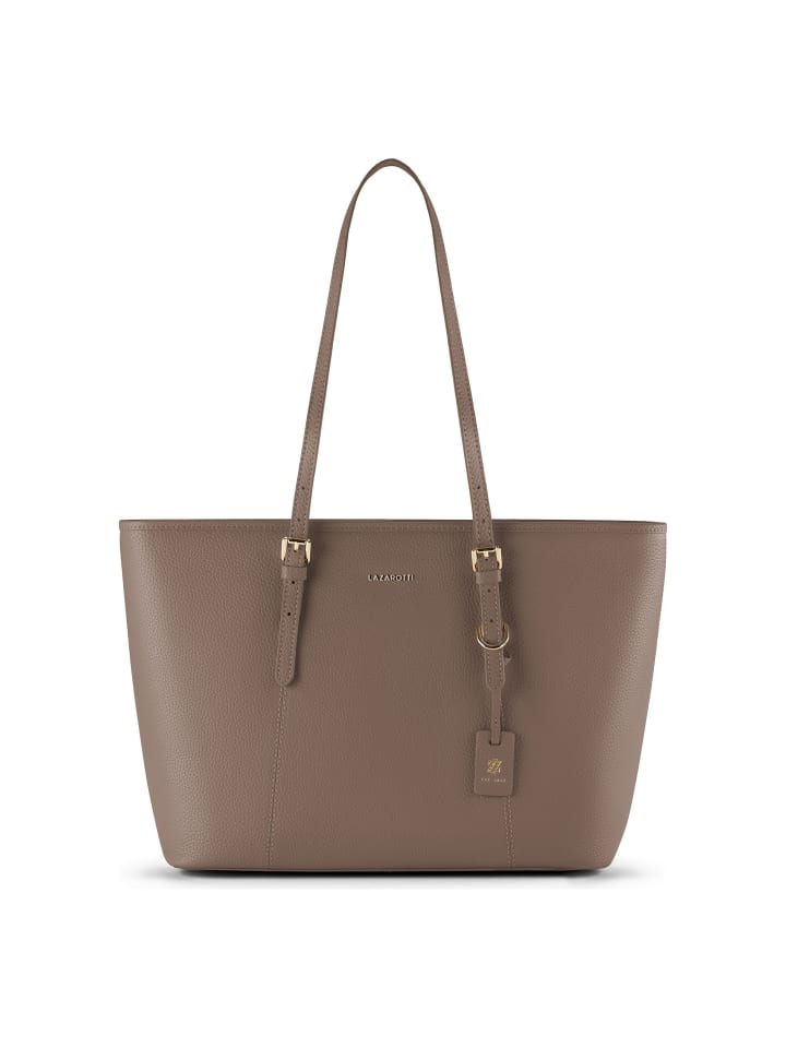 Bologna Leather XL Shopper Tasche Leder 35 cm taupe