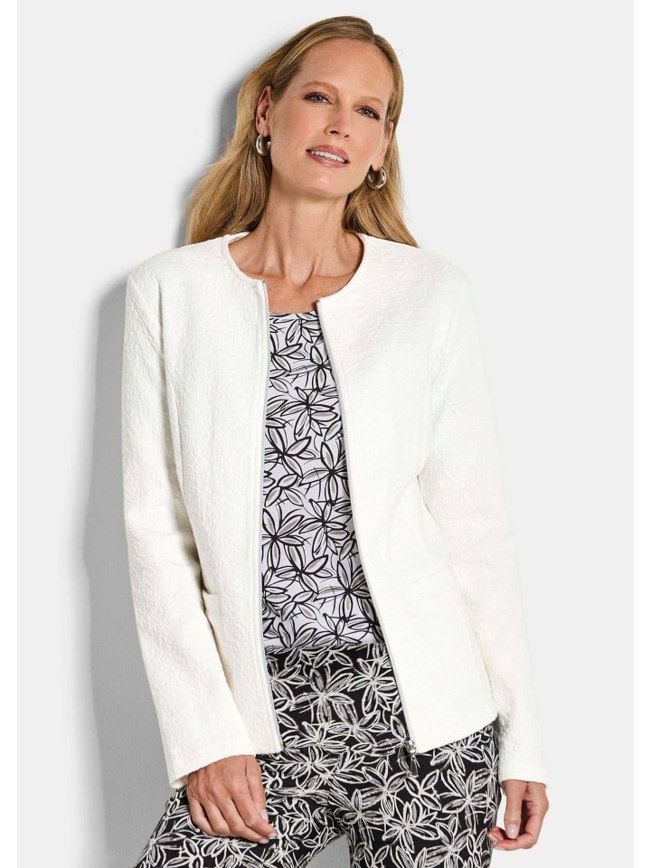 Kurzgröße:  Elegante Baumwolljacke mit Struktur in weiß