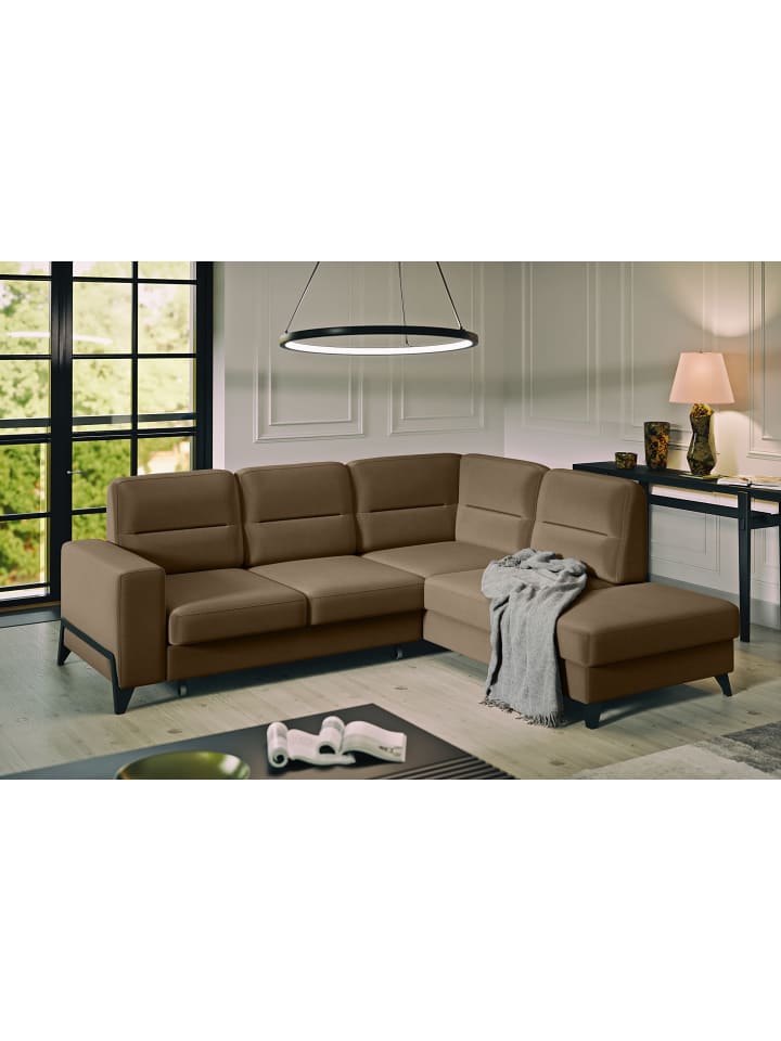 Cassada Recamiere Rechts in Braunbeige -  (L) 237 x (B) 277 x (H) 100 cm