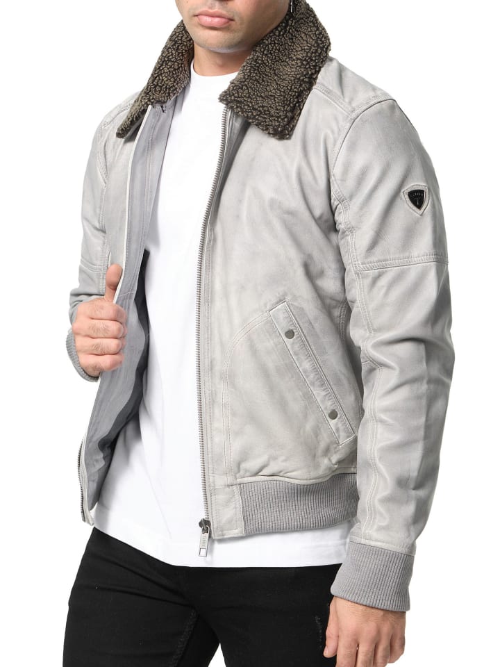 Lederjacke "A801" - in Grau