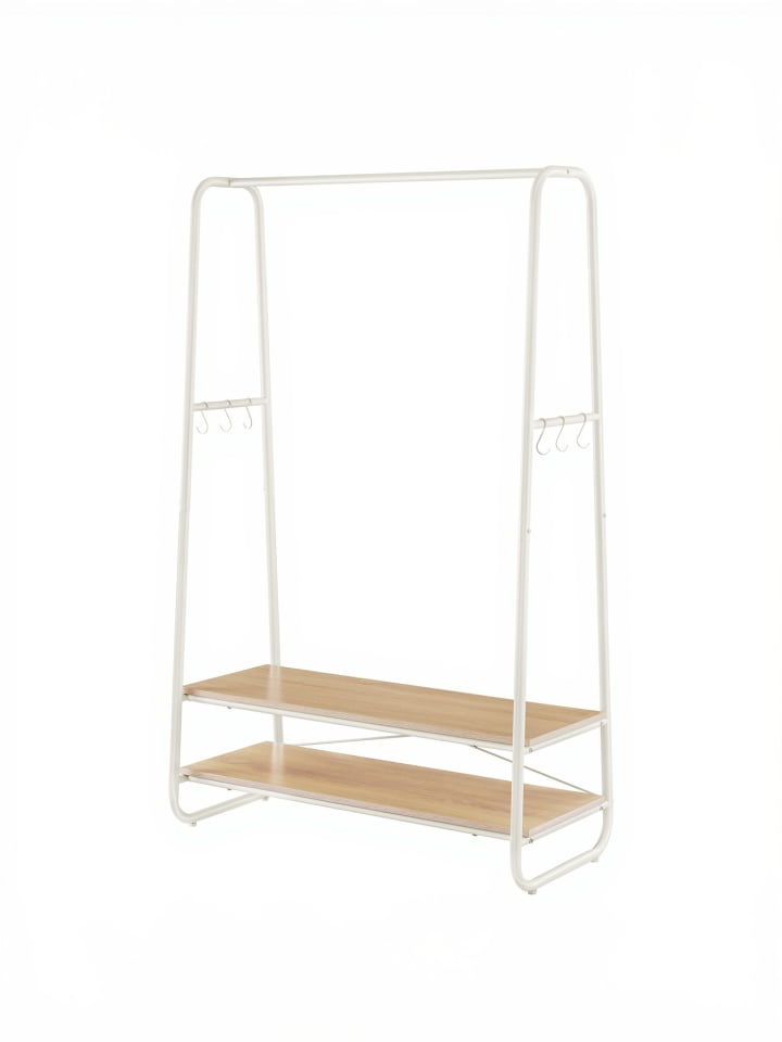 Kleiderständer Colten in Eichenfarben-Weiß - (B)100 x (H)160 x (T)45 cm