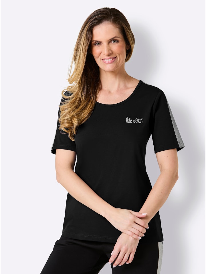 Shirt in schwarz-steingrau