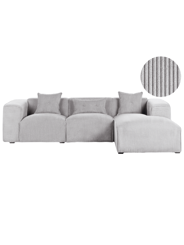 4-tlg 3-Sitzer Sofa DOLVA in Grau/Schwarz linksseitig