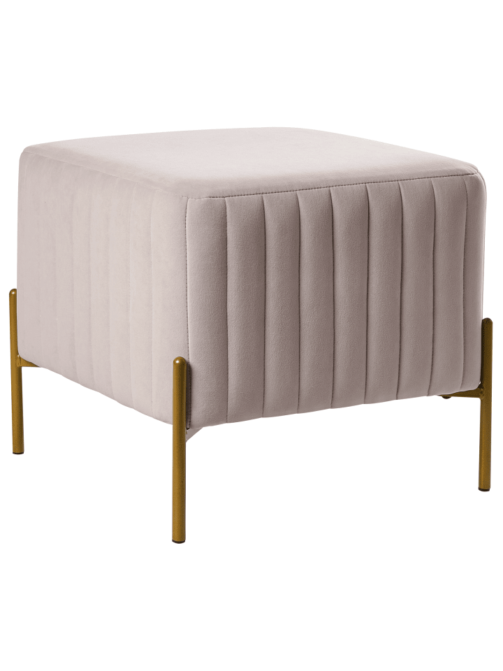 Hocker UTAH in Beige/Gold - (W) 47 x (H) 43 x (L) 47 cm
