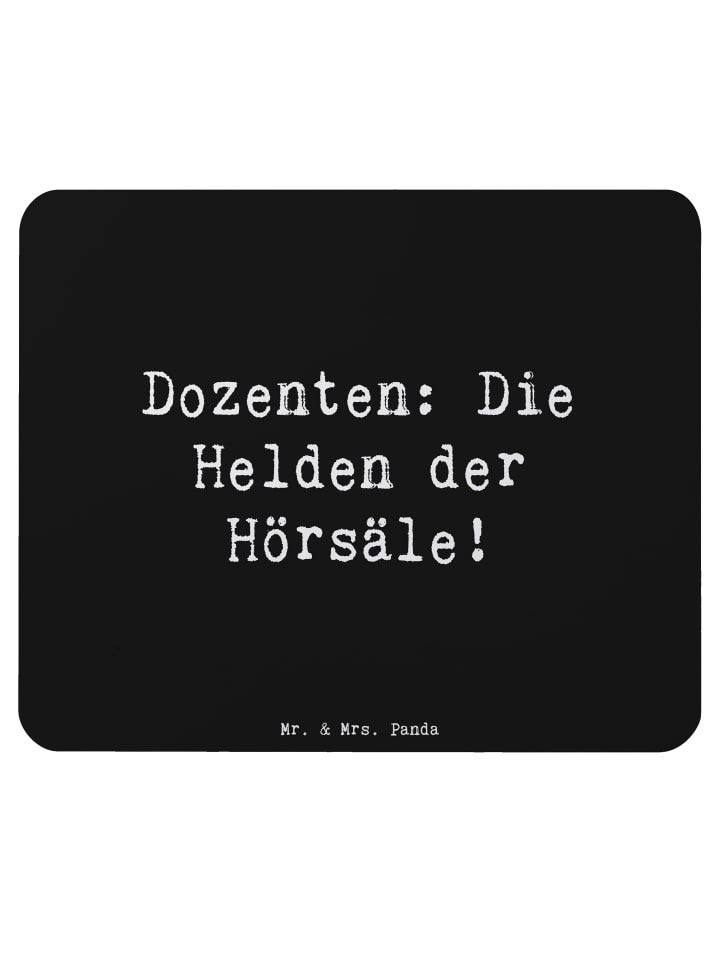Maus Pad Spruch Dozenten Helden mit Spruch in Schwarz