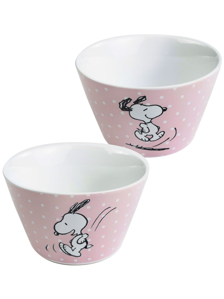 The Peanuts Schüssel Snoopy Müslischale Schale mit Punkten 500ml in rosa