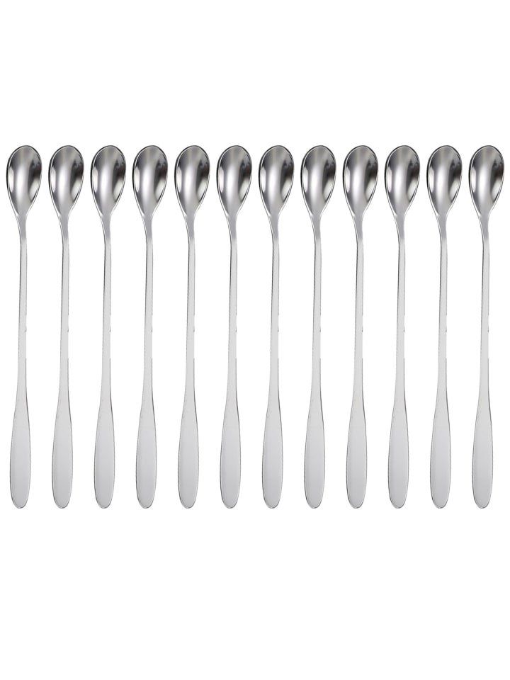 12er Set Edelstahl Löffel in Silber