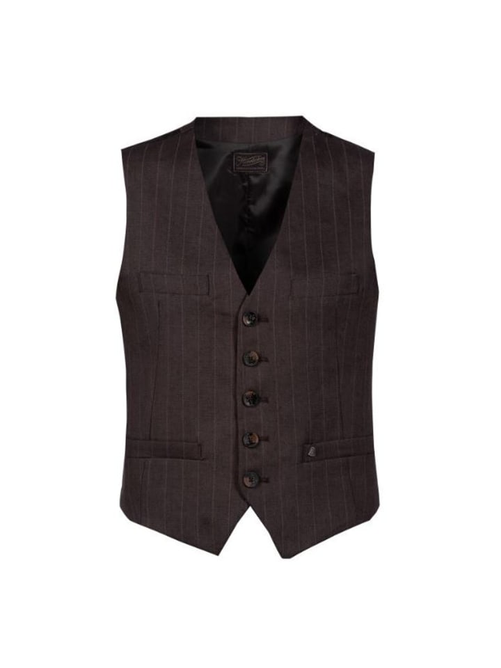 HENRIETTA VEST LINEN STRIPED in Braun