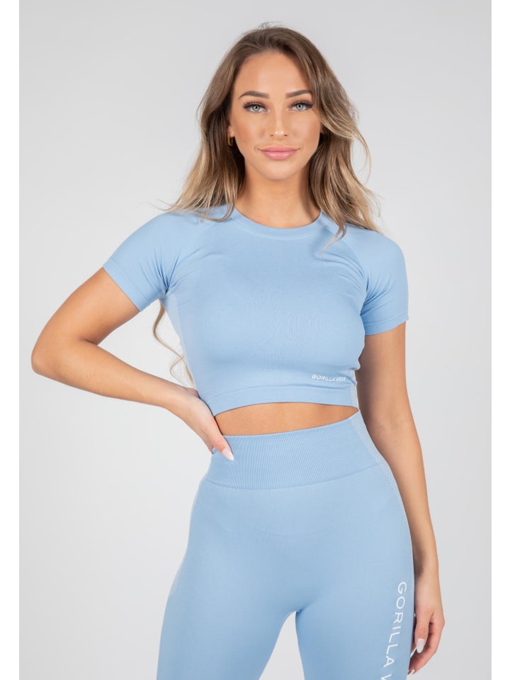 Nahtloses Crop-Top - Selah - Blue clair