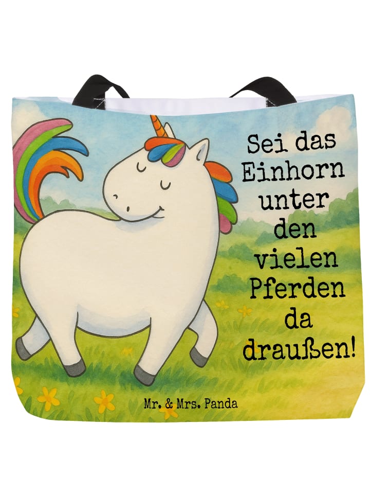 Tote Bag Einhorn Stolzieren Design mit Spruch in Weiß