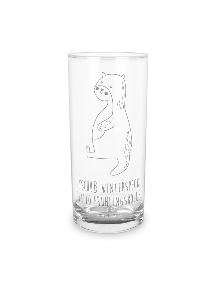 Glas Otter Bauch mit Spruch in Transparent