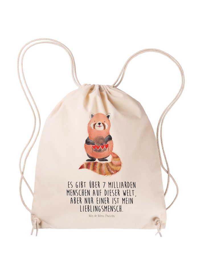 Jutebeutel Roter Panda mit Spruch in Creme