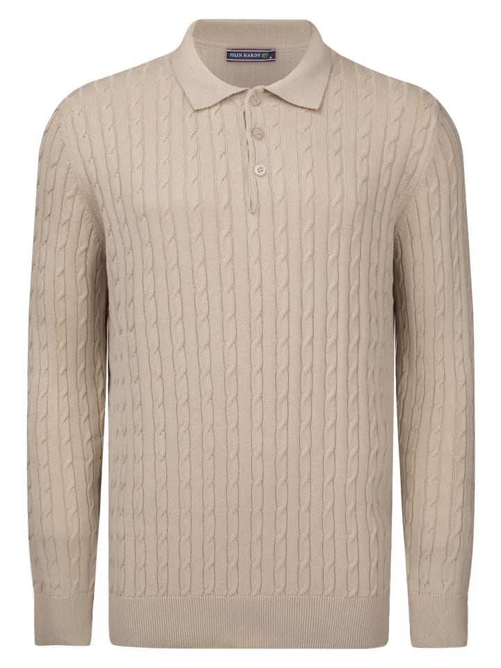 Zopfmuster Strickpullover in Beige