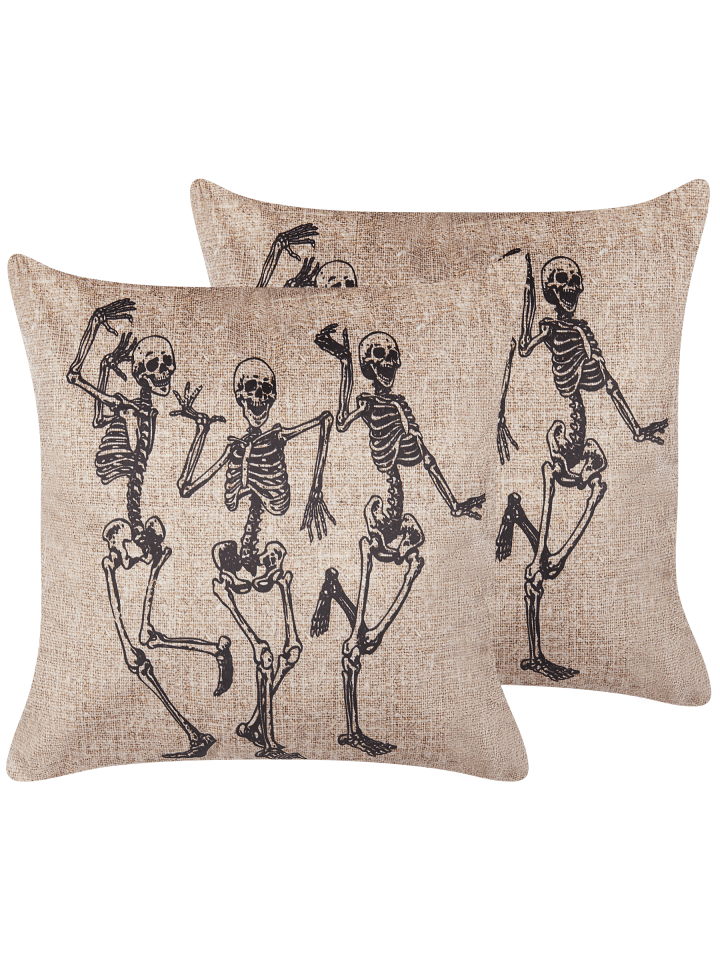 2er-Set Dekokissen MORTESTI in Beige/Schwarz