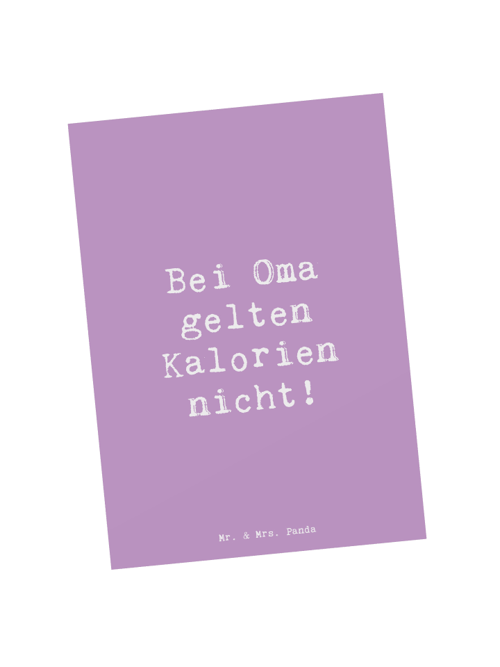 Postkarte Spruch Oma Kalorien mit Spruch in Lavendeltraum