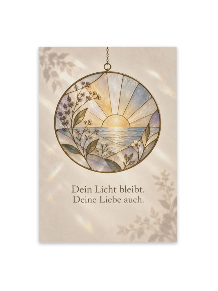 Trauerspruchkarte Sonnenfänger tröstlich Design... in Weiß