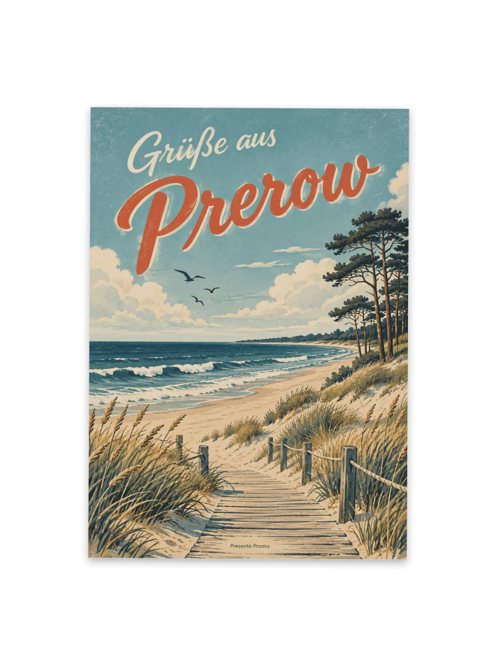 Postkarte Küste nostalgisch Design mit Spruch in Weiß