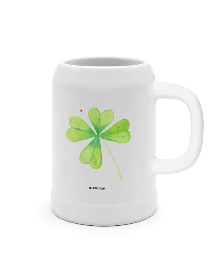 Bierkrug Blume Kleeblatt ohne Spruch in Weiß