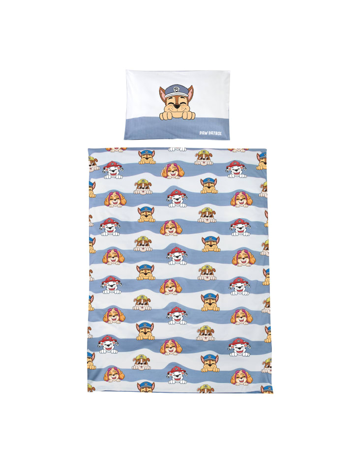 Paw Patrol Bettwäsche-Set, Baumwolle 100 x 135 cm - Weiß/Blau