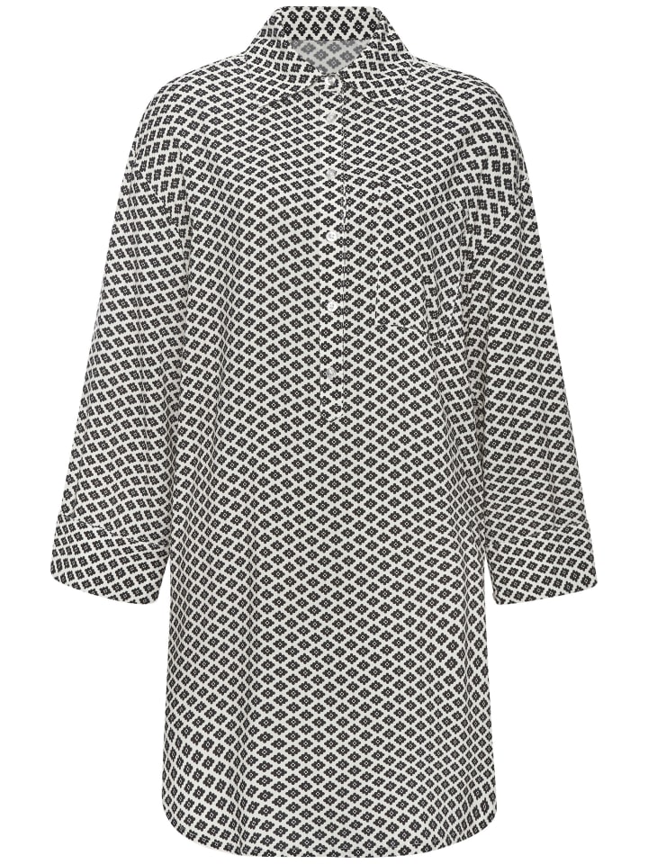 Pyjamaoberteil in schwarz-weiß-gemustert