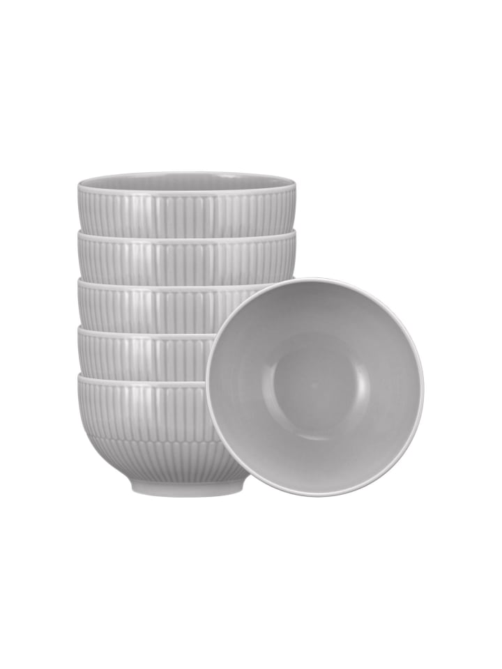 6er Set Café au lait Schalen Amina in Silbergrau ø 12,9 cm