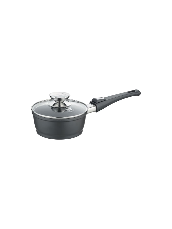 Stieltopf mit Glasdeckel 16 cm, Aluguss - Vario Click in schwarz