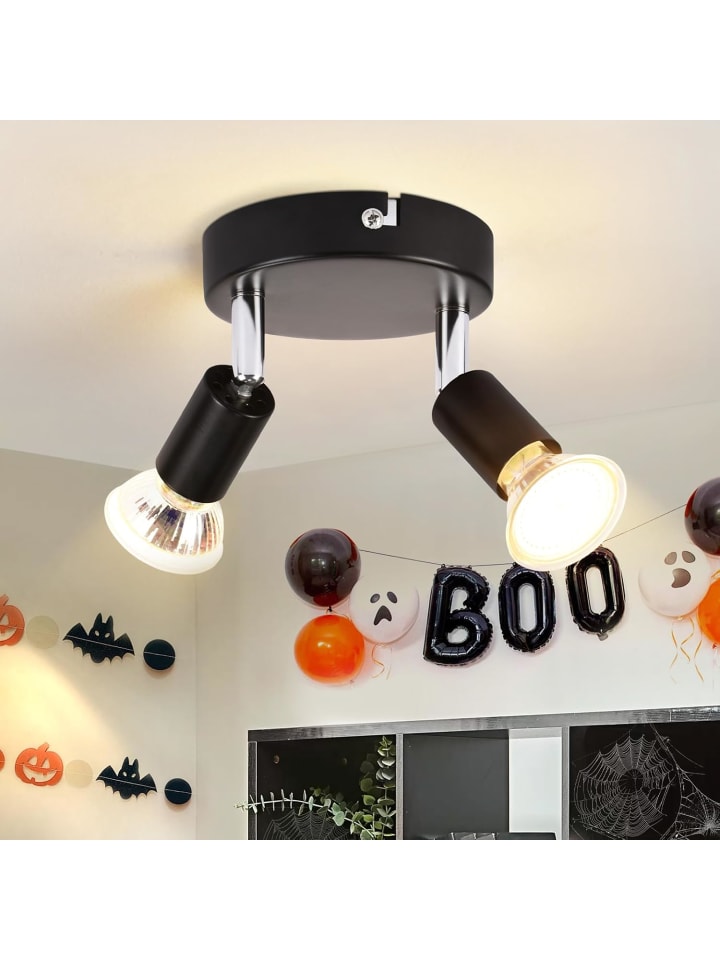 Deckenleuchte in Schwarz 2-flammige GU10 Rund Modern Deckenspots