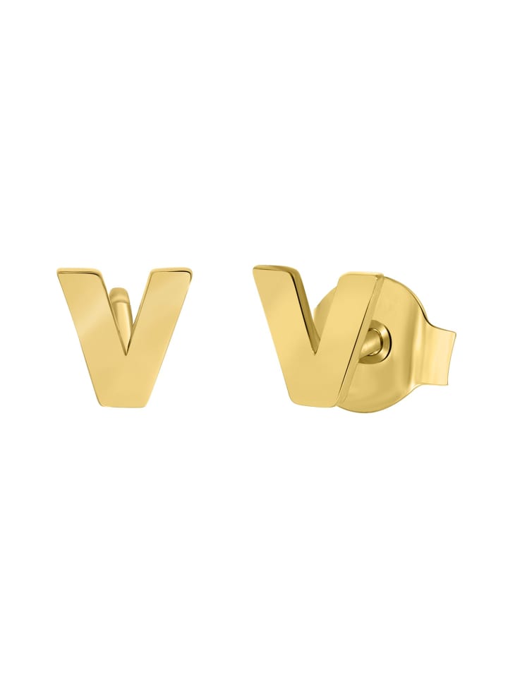 585 Gold Ohrringe "Buchstabe V" Buchstabe