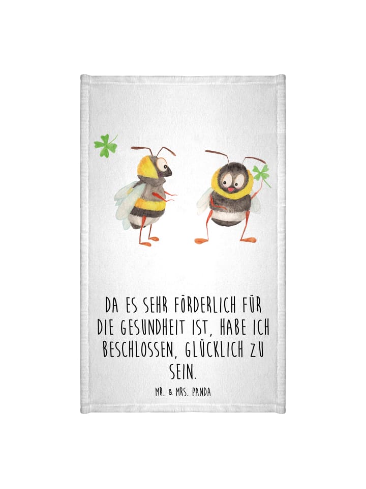 Handtuch Hummeln Kleeblatt mit Spruch in Weiß