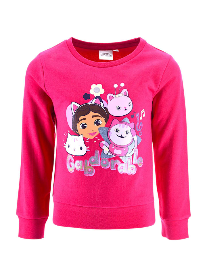 Sweatshirt Gabby´s Dollhouse mit Gltizer in Dunkelpink