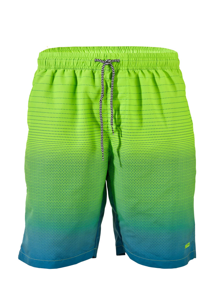 Badeshorts Gradient Dots in grün-türkis