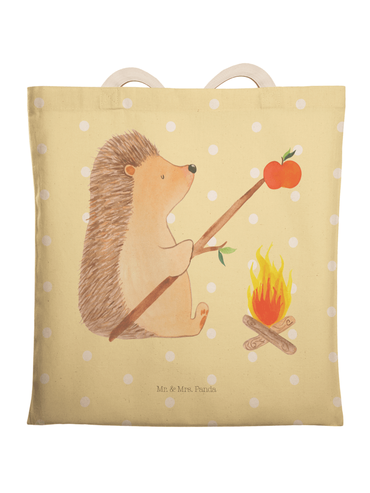 Tote Bag Igel Grillen ohne Spruch in Gelb Pastell