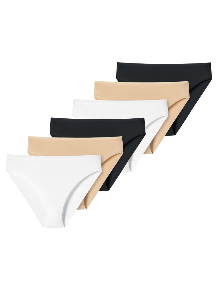 Slip 6er Pack in Weiß/Beige/Schwarz
