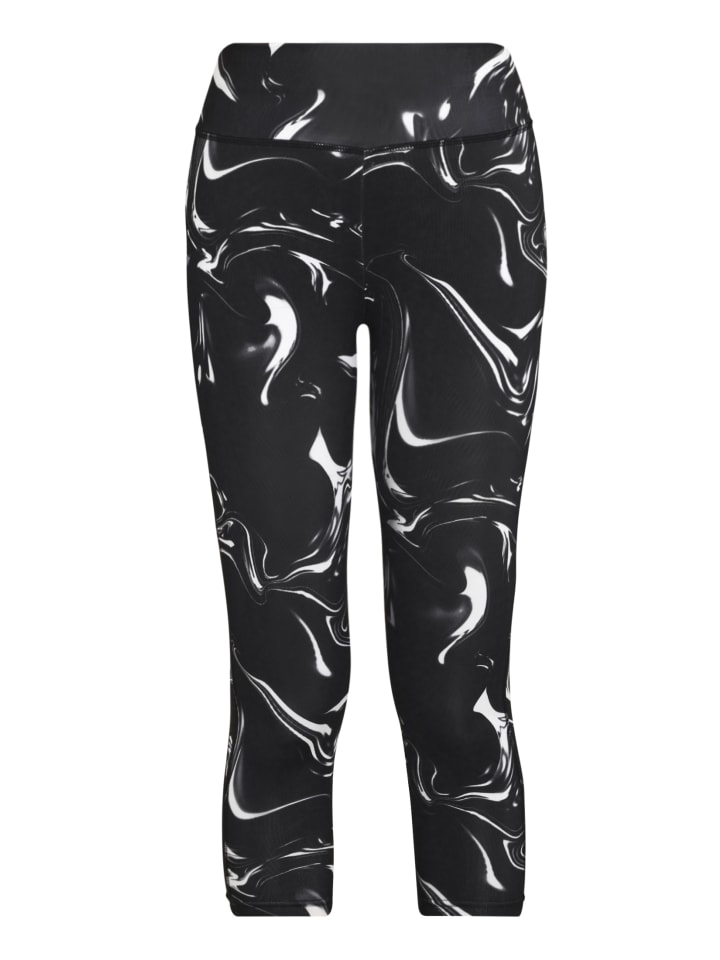 Caprileggings in schwarz-gemustert-weiß