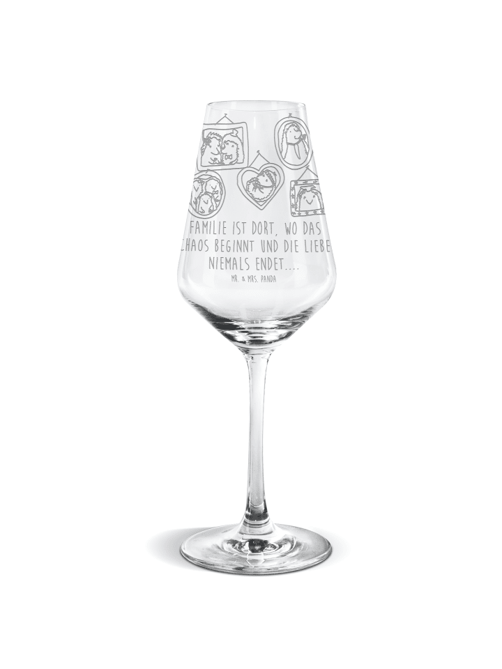 Weißwein Glas Igel Familie mit Spruch in Transparent