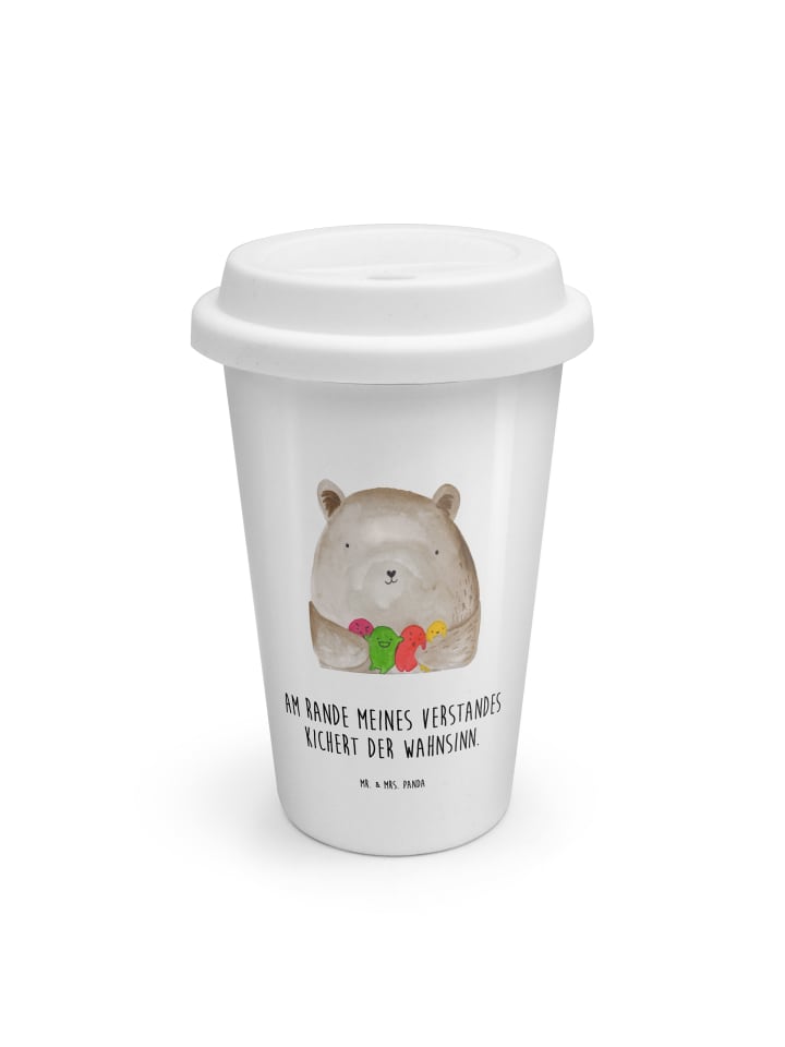 Kaffeebecher Bär Gefühl mit Spruch in Weiß