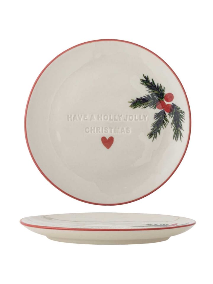 Teller JOVIDA Weihnachtsteller mit HERZ und Tannenzweig 16 cm