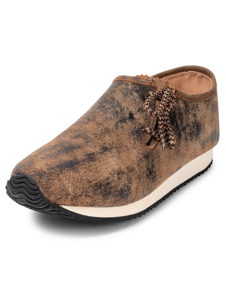 Haferlschuhe Trachten Sneaker Schnürschuh Echtleder in Whiskybraun