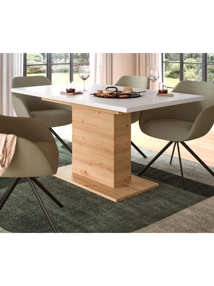 Inn.Furn Esstisch weiß, Eiche Artisan, Küchentisch ausziehbar 150 - 190 cm günstig kaufen