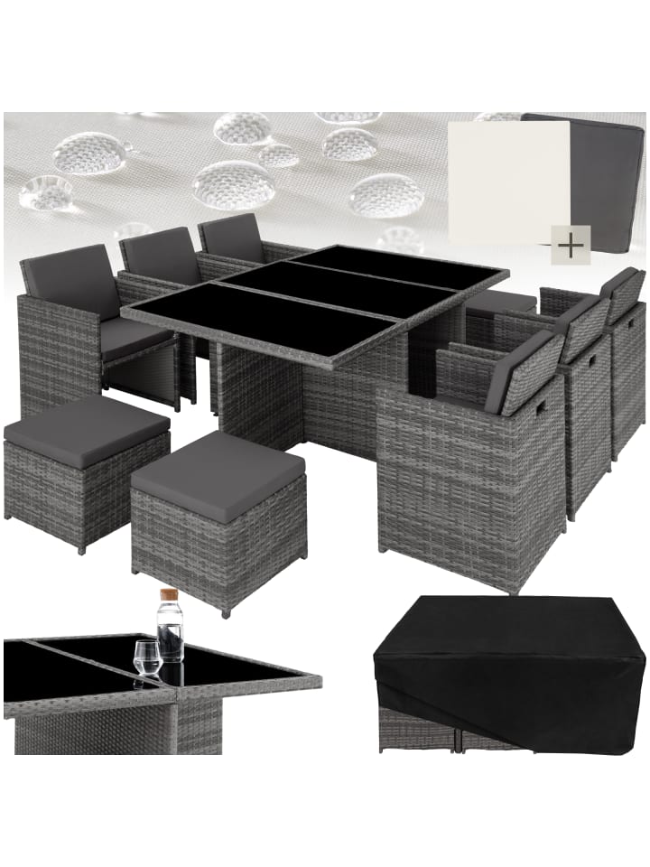 Aluminium Rattan Gartenlounge für 6 bis 10 Personen, Inkl. Schutzhülle