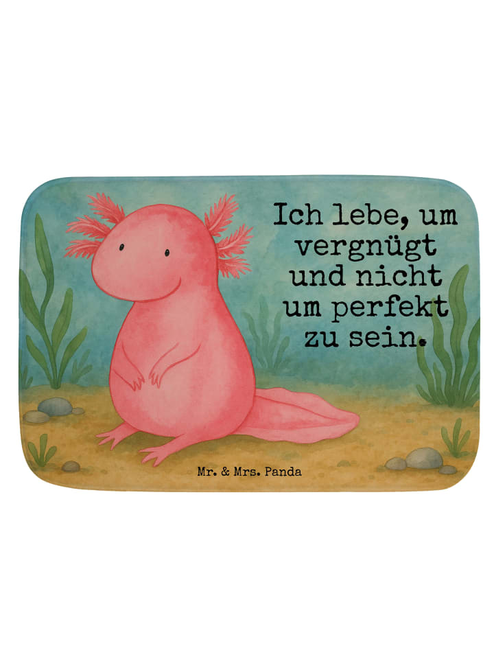 Badteppich Axolotl Niedlich Design mit Spruch in Weiß