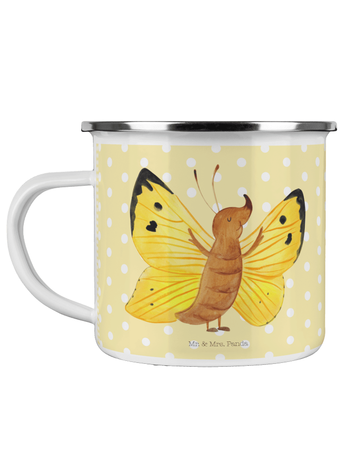 Emaille Tasse Schmetterling Zitronenfalter ohne... in Gelb Pastell
