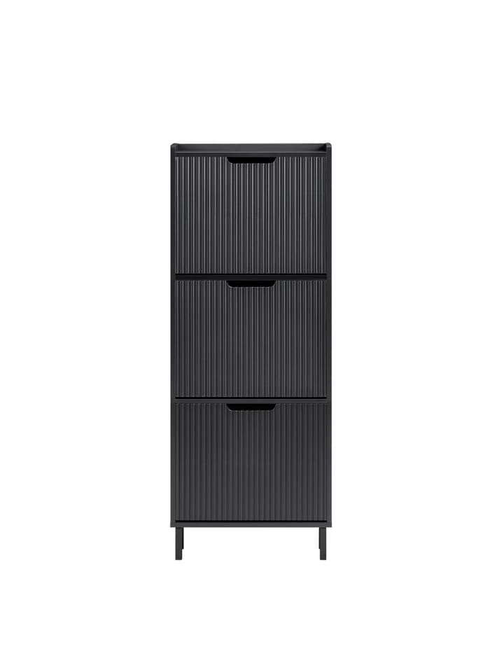 Schuhschrank in Matt-Schwarz - (W) 19 x (H) 130 x (L) 50 cm