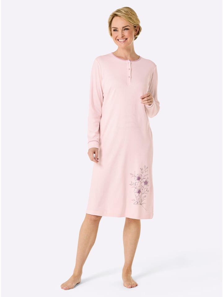 Nachthemd in hellrosé-mauve-bedruckt