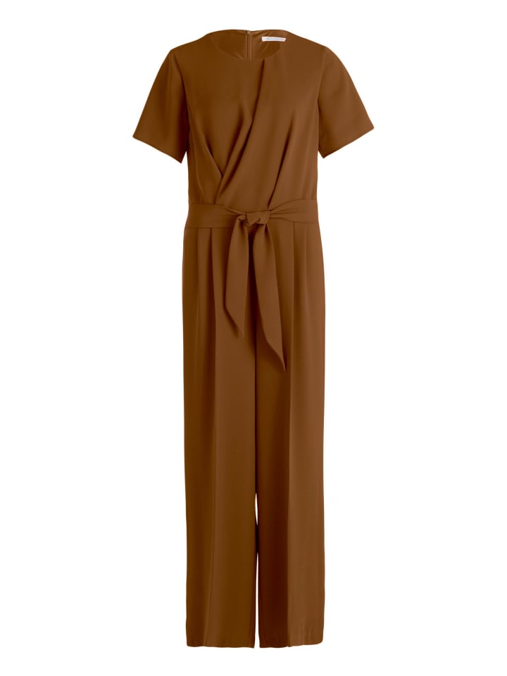 Jumpsuit mit Bindegürtel in braun