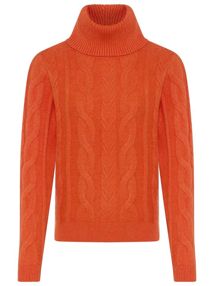 Rollkragenpullover in Orange meliert