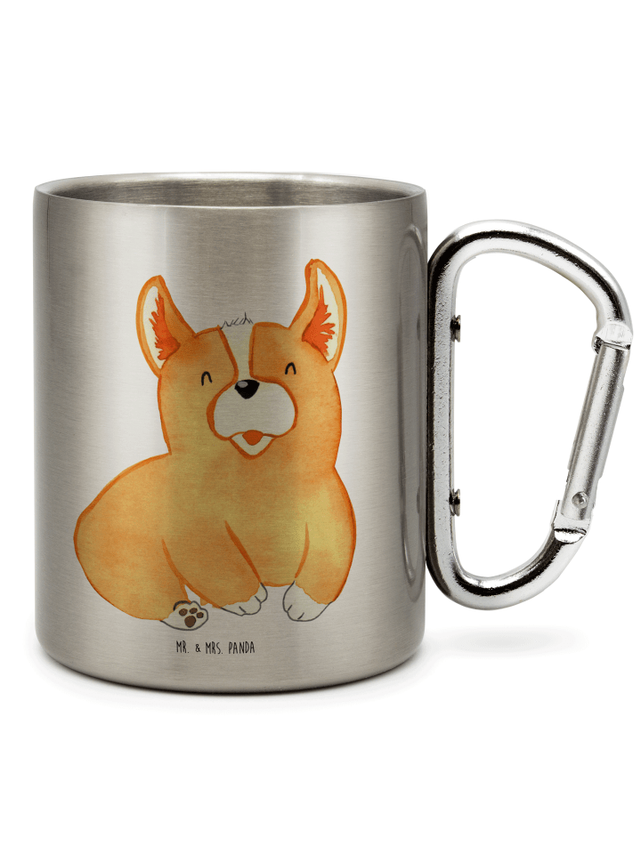 Thermobecher Corgie ohne Spruch in Silber